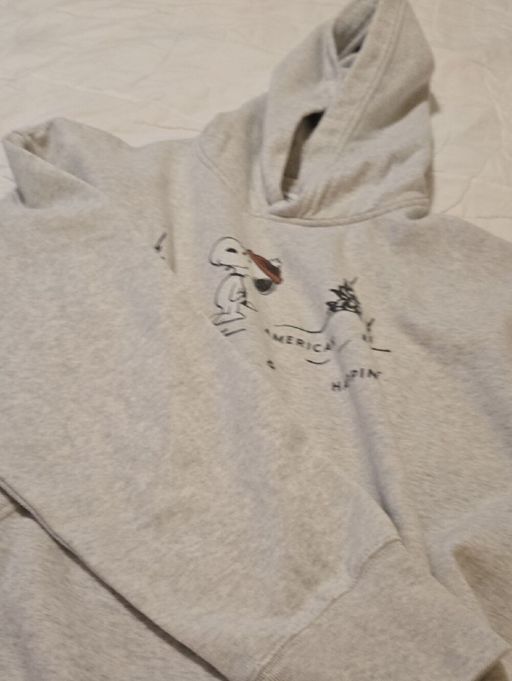 Gray Snoopy Graphic Hoodie Sweatshirt - Picture 4 of 5